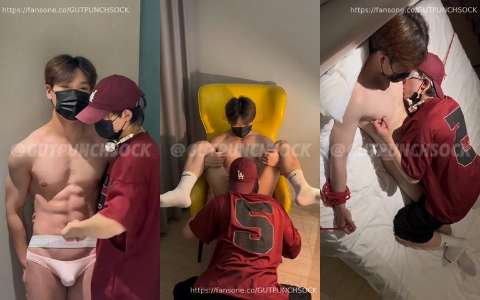 【GUTPUNCHSOCK】精牛白皮腹肌帅哥首次被强制虐腹口爆